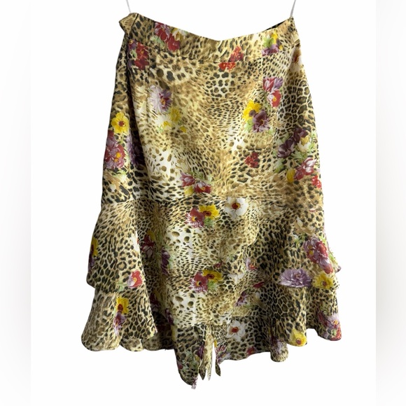 Joseph Ribkoff Dresses & Skirts - Y2K Joseph Ribkoff Leopard & Floral Tiered Skirt in Yellow